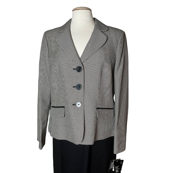 Le Suit Womens Size 14 Black White Skirt Suit 2 Pc Set Office Career Classic - Picture 15 of 16